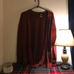 rust colored cardigan